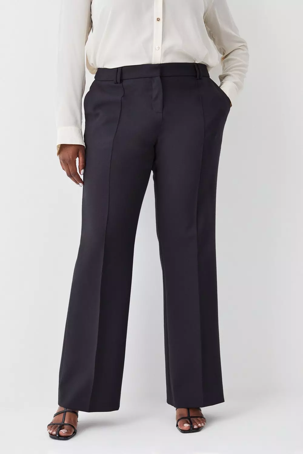 Plus Size Compact Stretch Tailored Flared Pants | Karen Millen