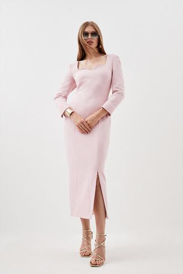 Tall Structured Crepe Sweetheart Neck Midaxi Dress blush