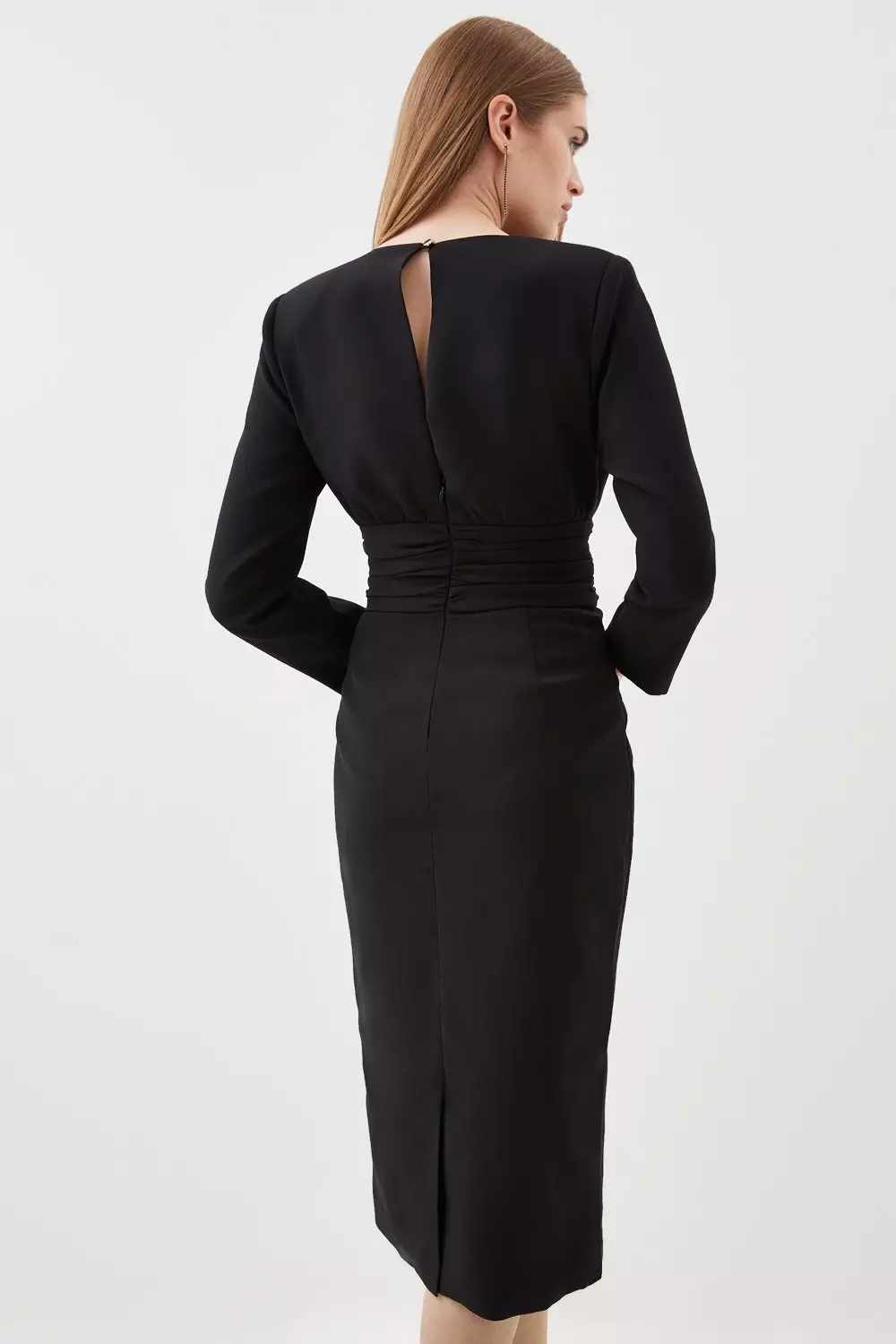 Karen millen black hot sale long sleeve dress