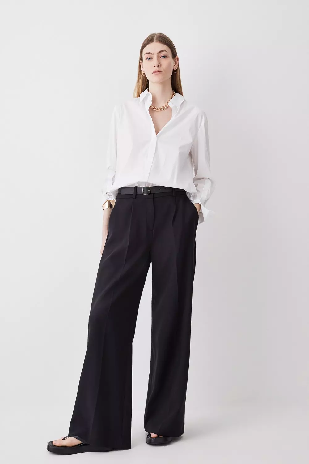 Straight Leg Trousers with Stretch