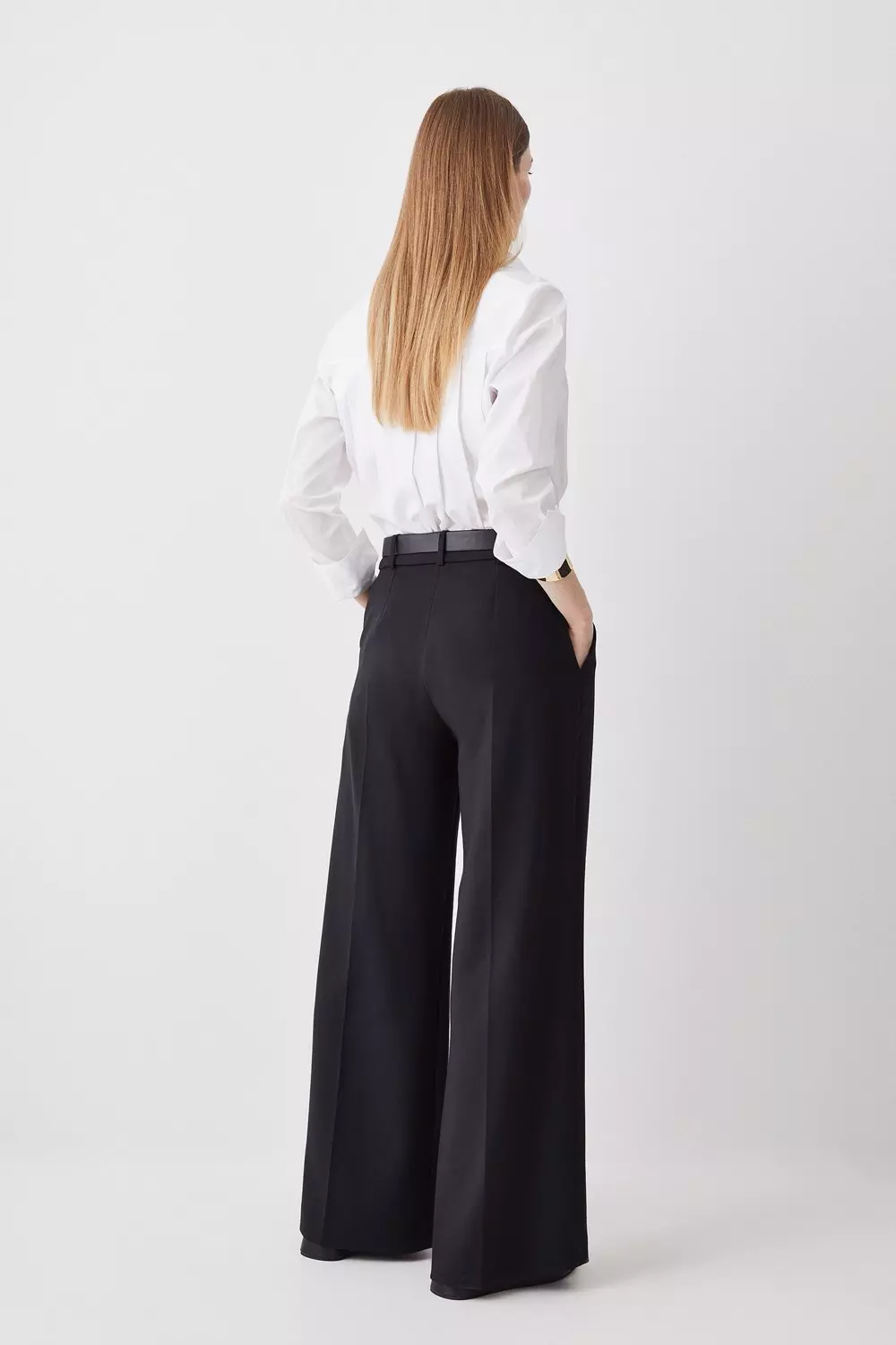 Zara black 2024 belted trousers