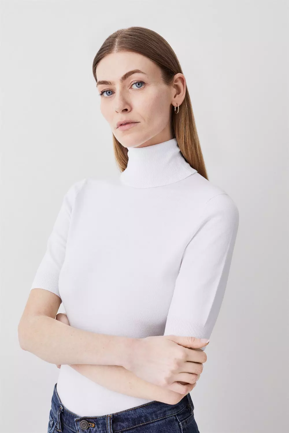 Turtleneck half sleeve on sale top