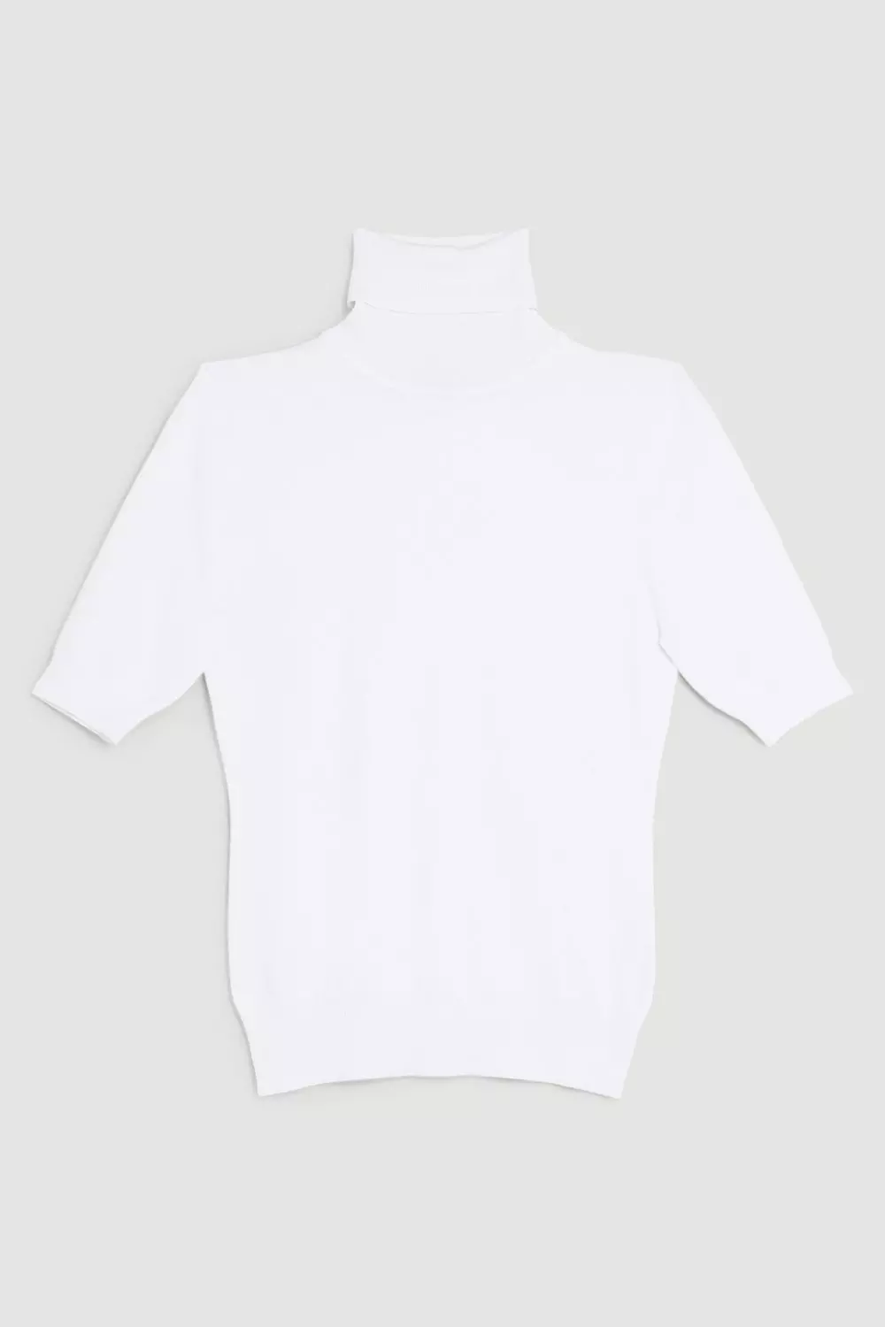 White short clearance sleeve turtleneck sweater