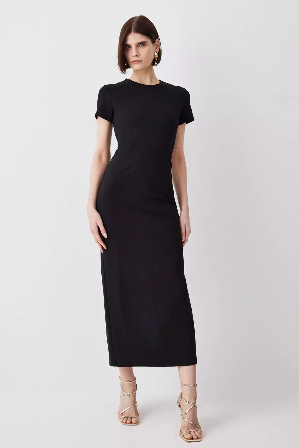 Ponte And Power Mesh Midaxi Dress