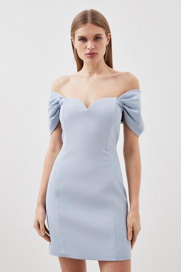 Blue Bardot Satin Back Crepe Woven Mini Dress