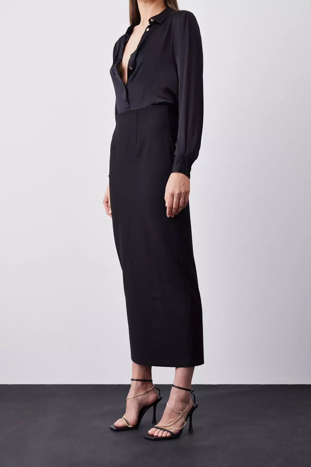 Ponte Slit Pencil Skirt