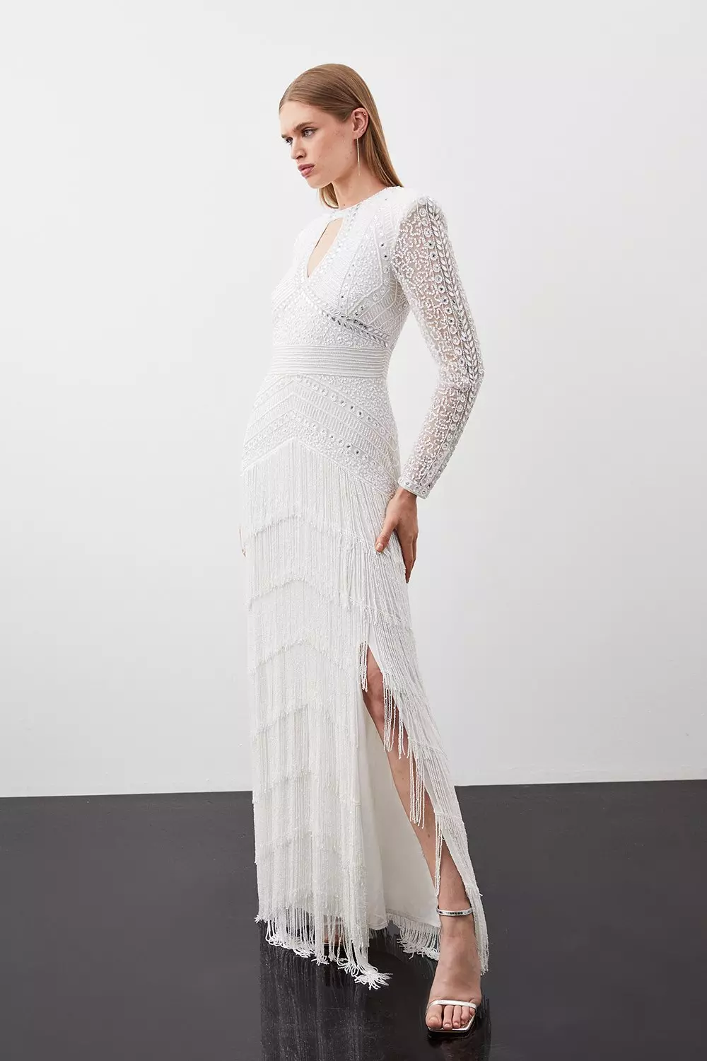 Crystal Embellished Long Sleeve Maxi Dress Karen Millen