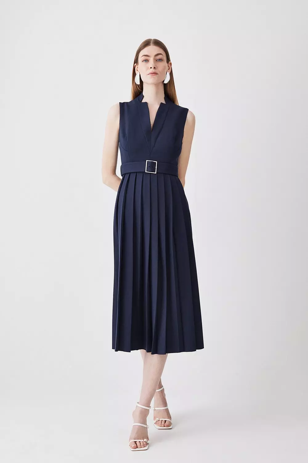 Karen millen clearance blue pleated dress