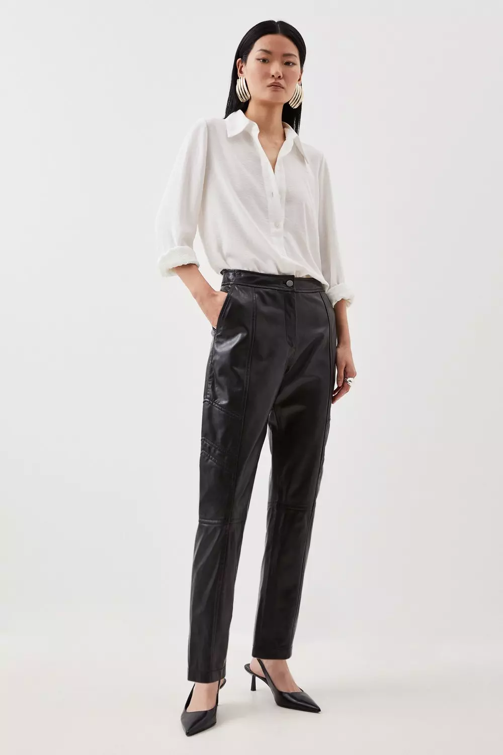 Karen millen faux leather hot sale trousers