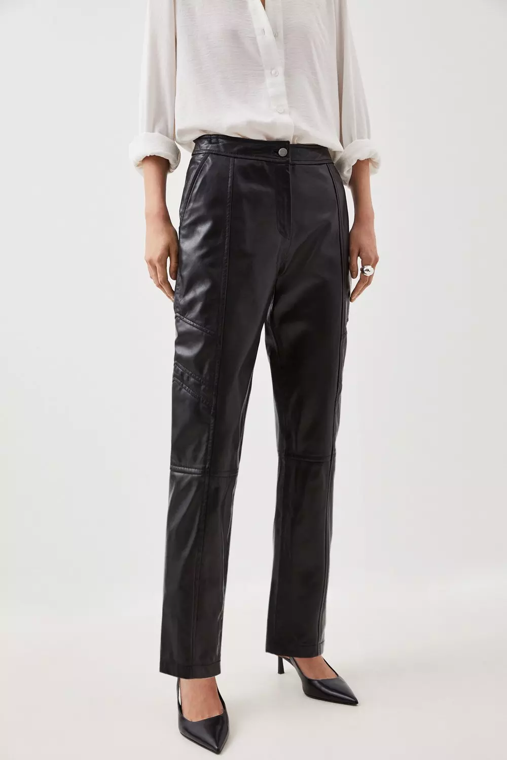 Leather hot sale trousers biker