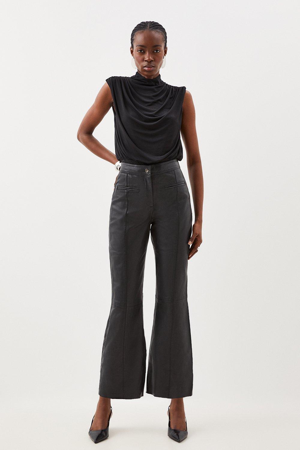 Leather kick flare trousers sale