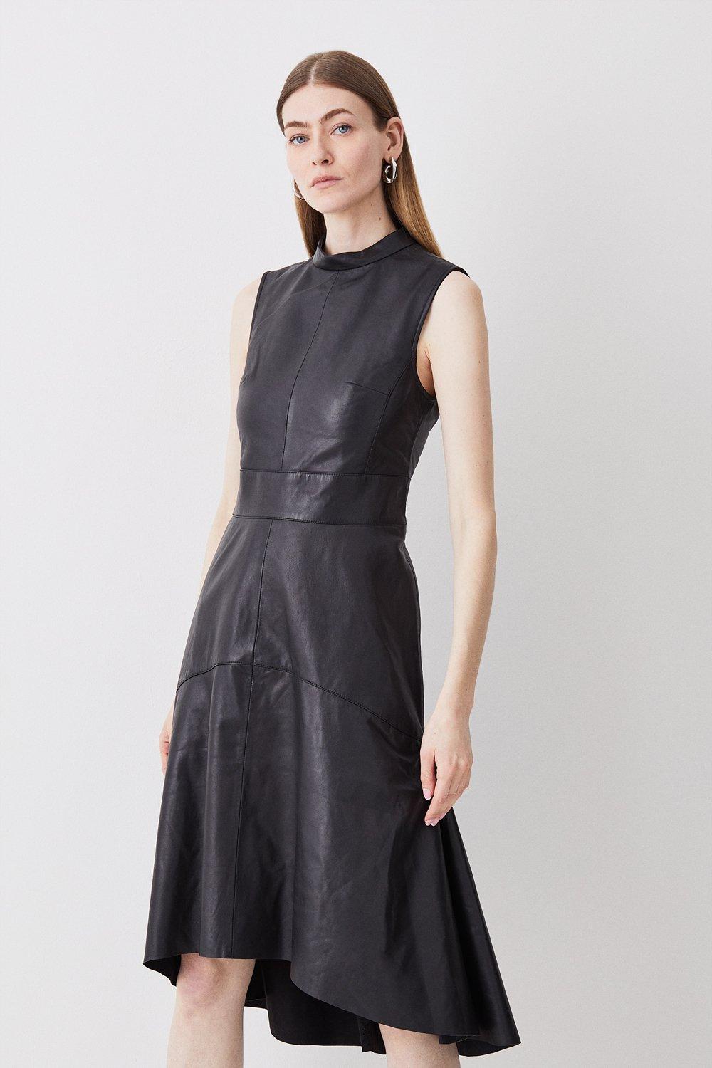 Black leather dress outlet uk