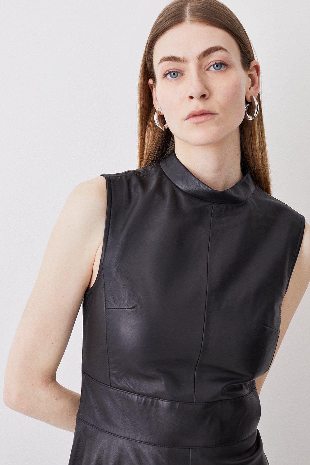 High Neck Leather Dress