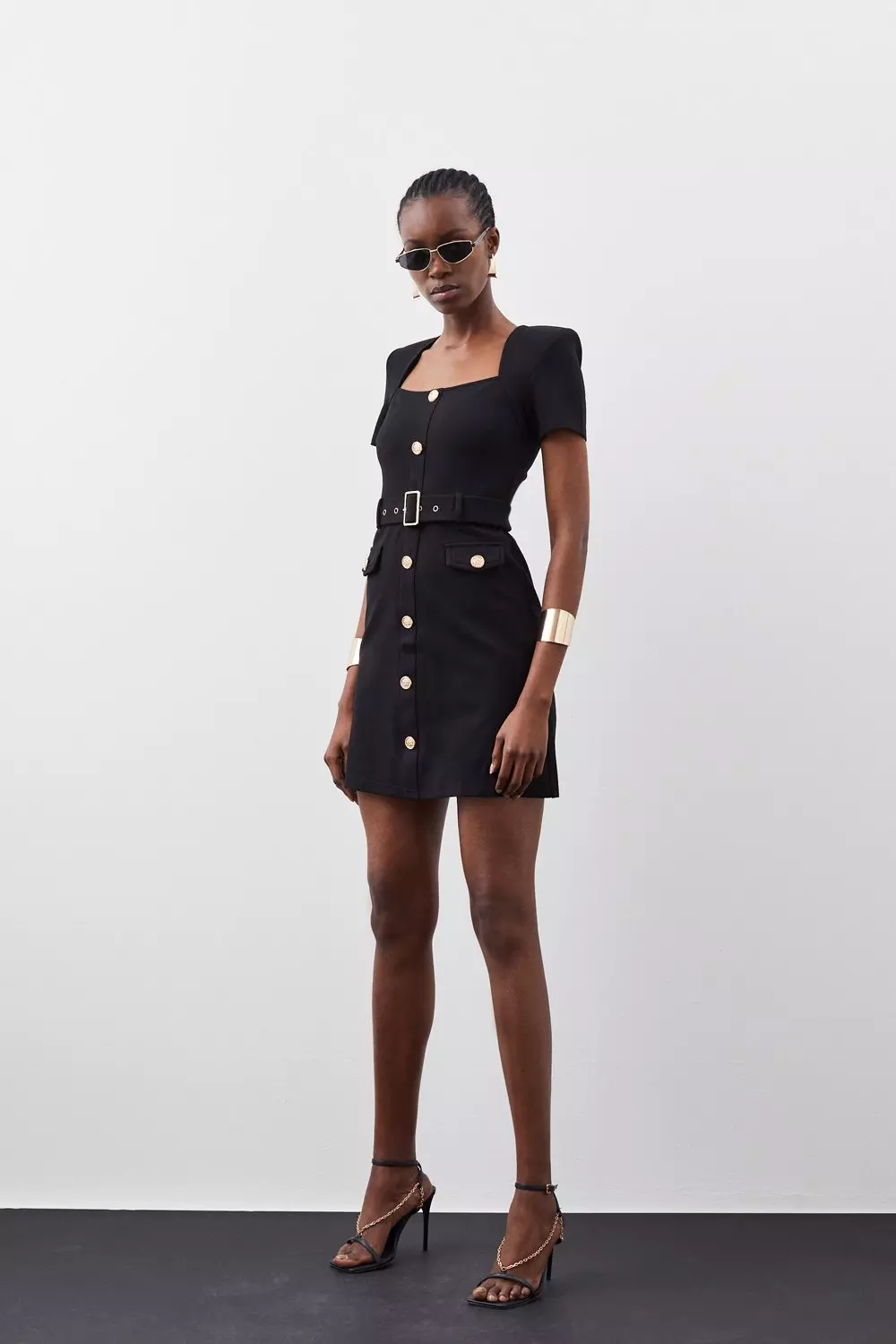 Belted shop button dress