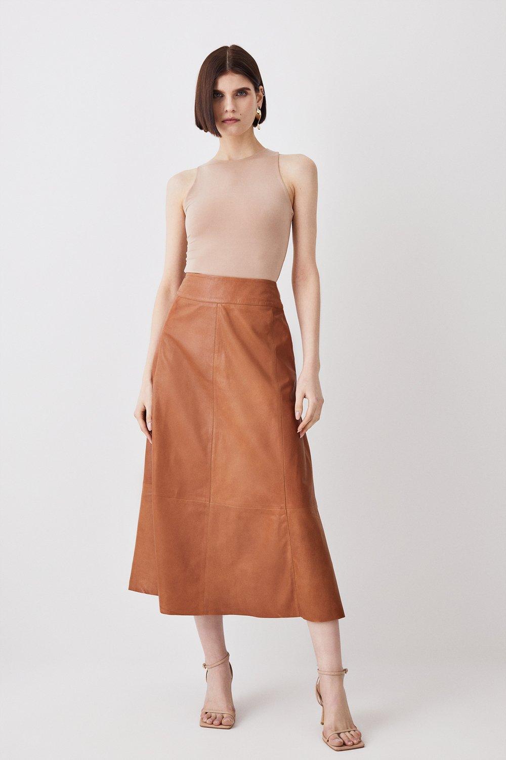 Tan skirt outlet midi