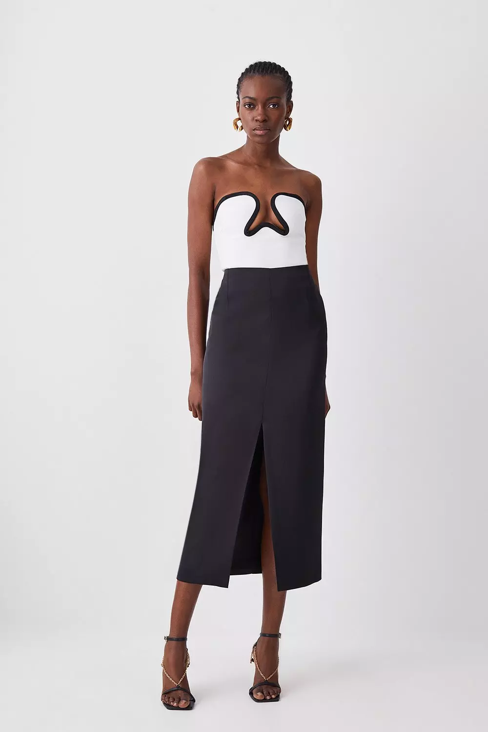 Satin Low Waist Straight Maxi Skirt Karen Millen