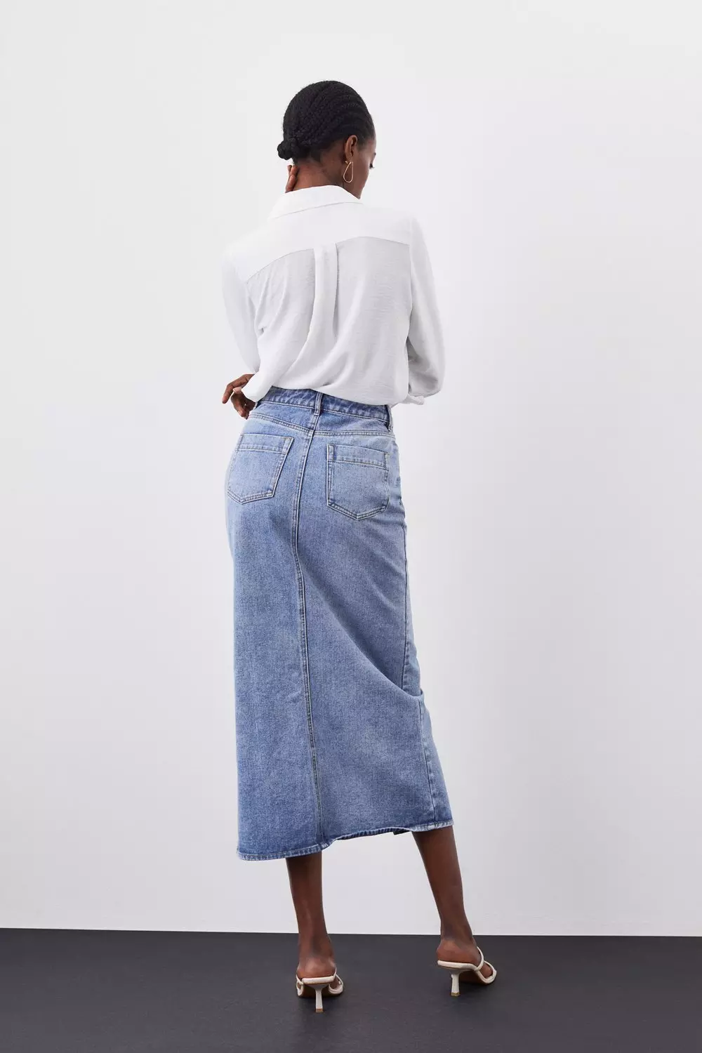 Hayden Denim Midi Skirt • Shop American Threads Women's, 44% OFF