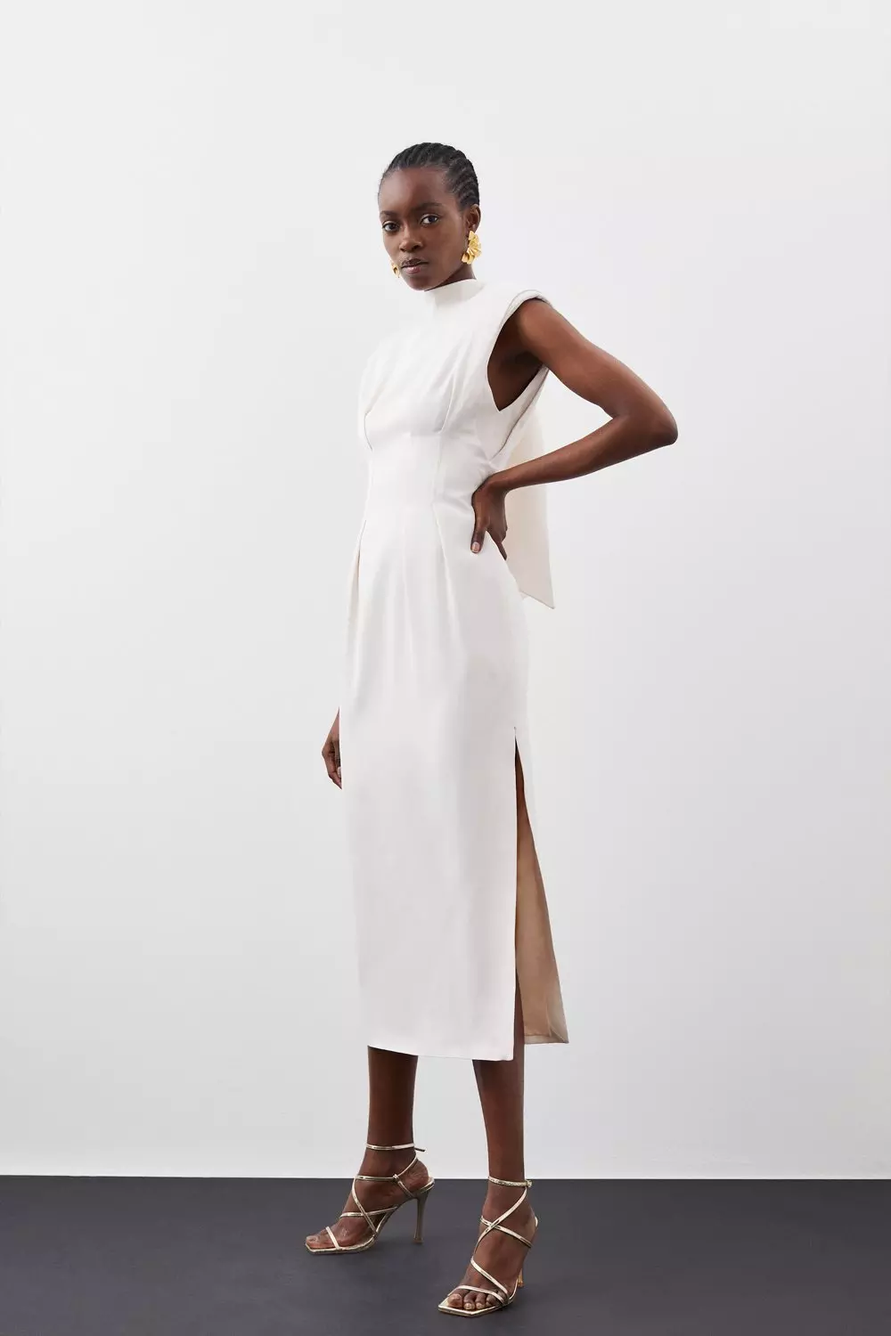 Satin Back Crepe Woven Midaxi Dress Karen Millen