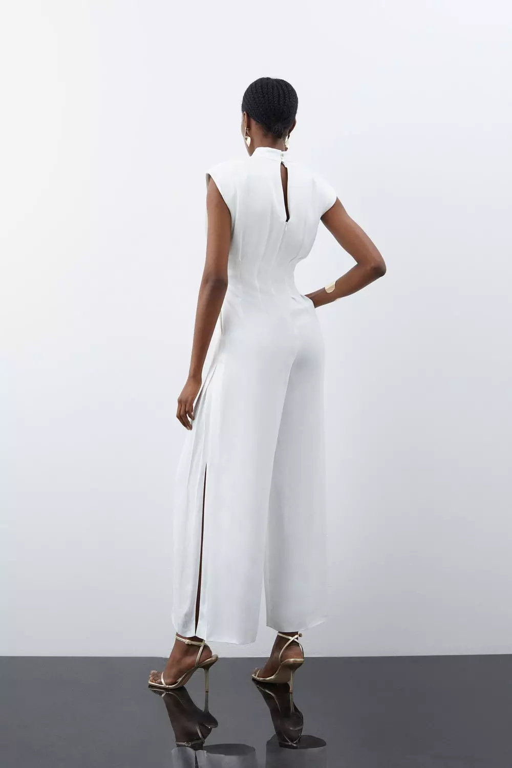 White satin hot sale jumpsuit