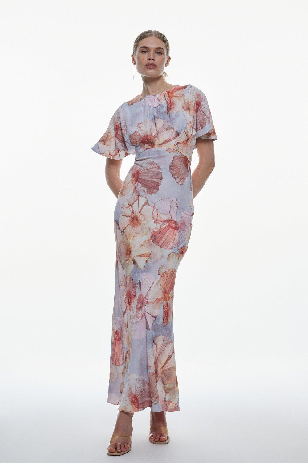 Cadencia crepe store floral maxi dress