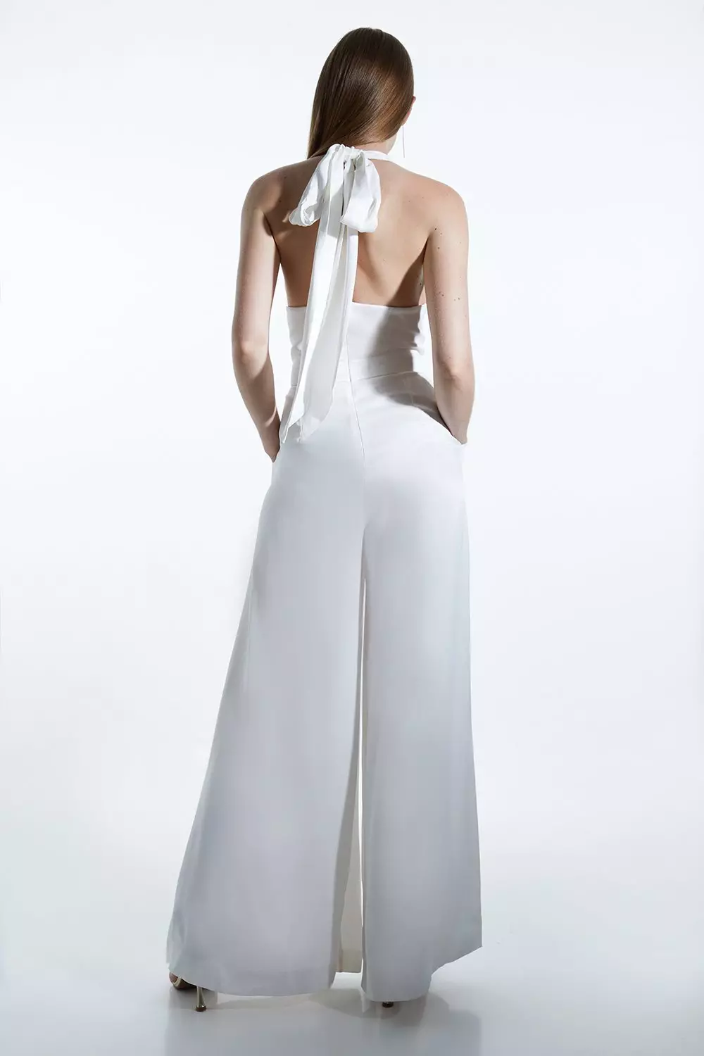 White Jumpsuit - Halter Jumpsuit - Wide-Leg Jumpsuit - Jump suit