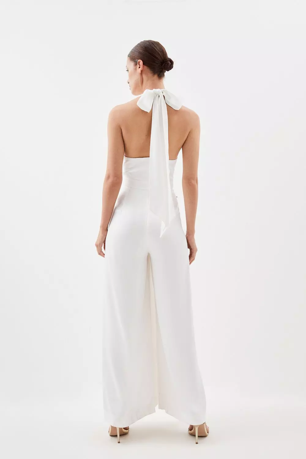 Petite Satin Crepe Woven Wide Leg Jumpsuit | Karen Millen