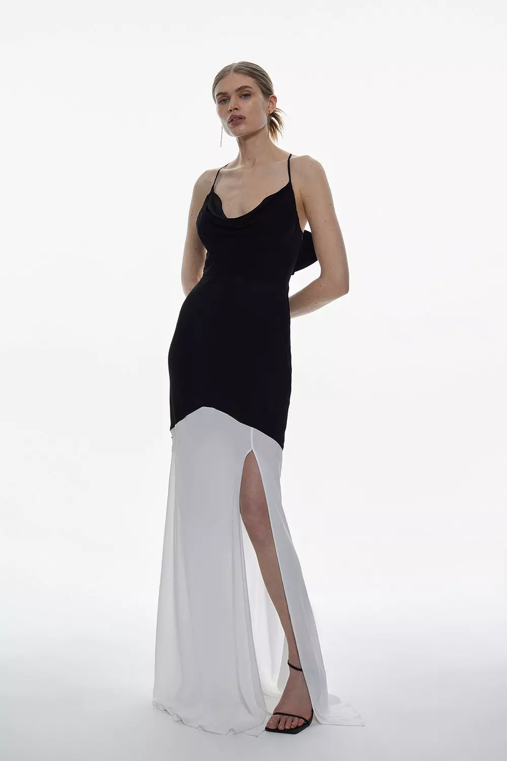 Satin Contrast Bow Woven Maxi Dress Karen Millen