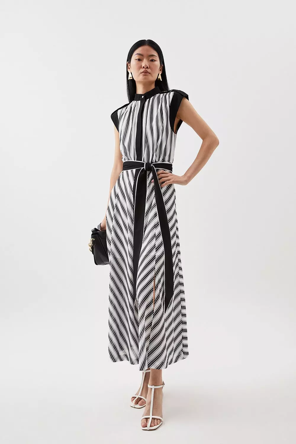 Striped 2024 belted dress