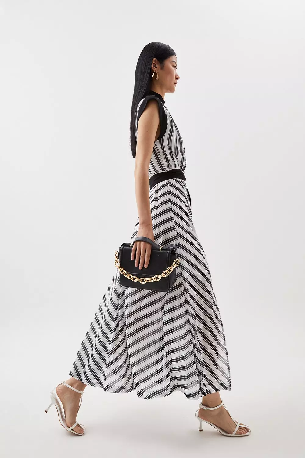 Karen millen striped midi hot sale dress