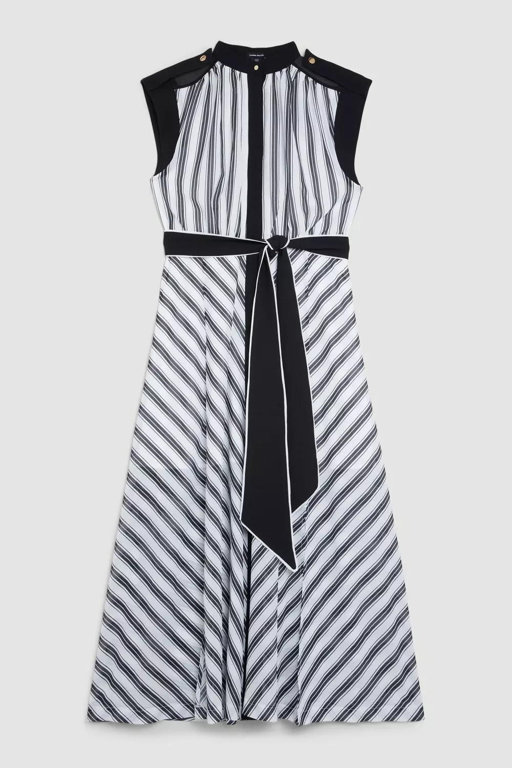 Karen millen graphic 2025 stripe midi dress