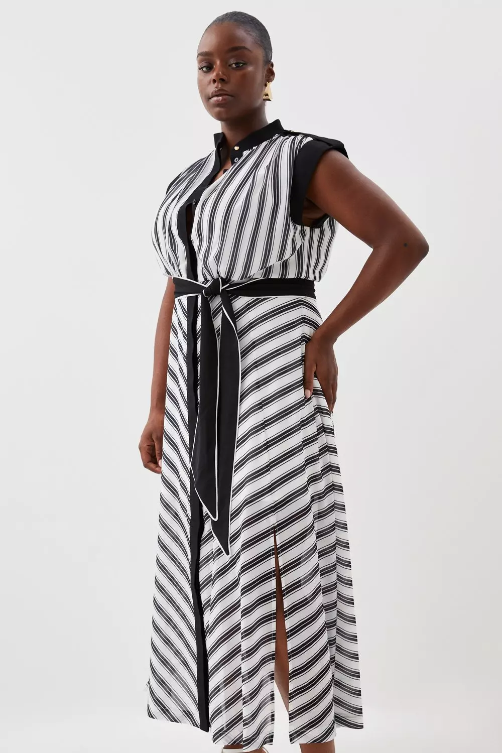 Belted striped shop dress