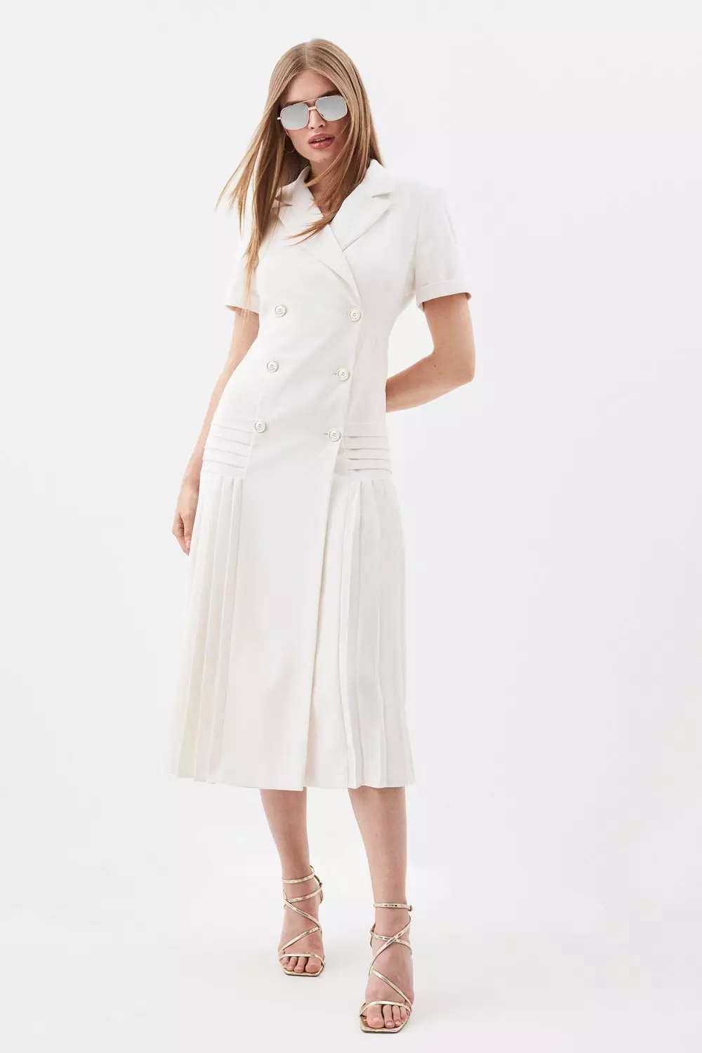 Karen millen pleated shop hem tailored dress