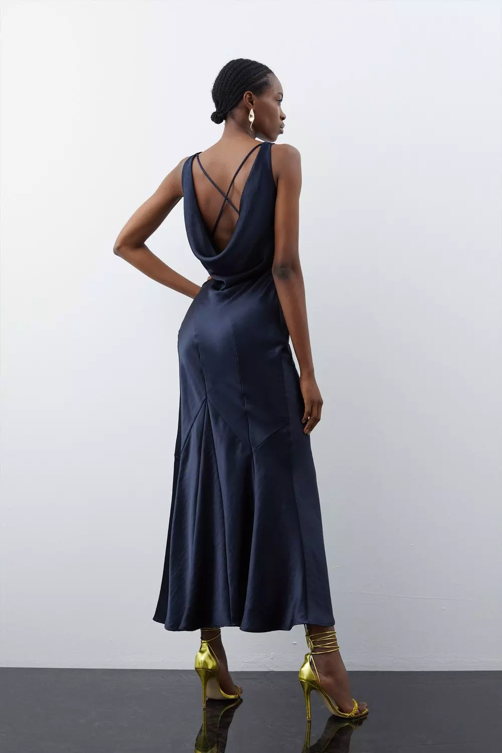 Navy midi hot sale evening dress