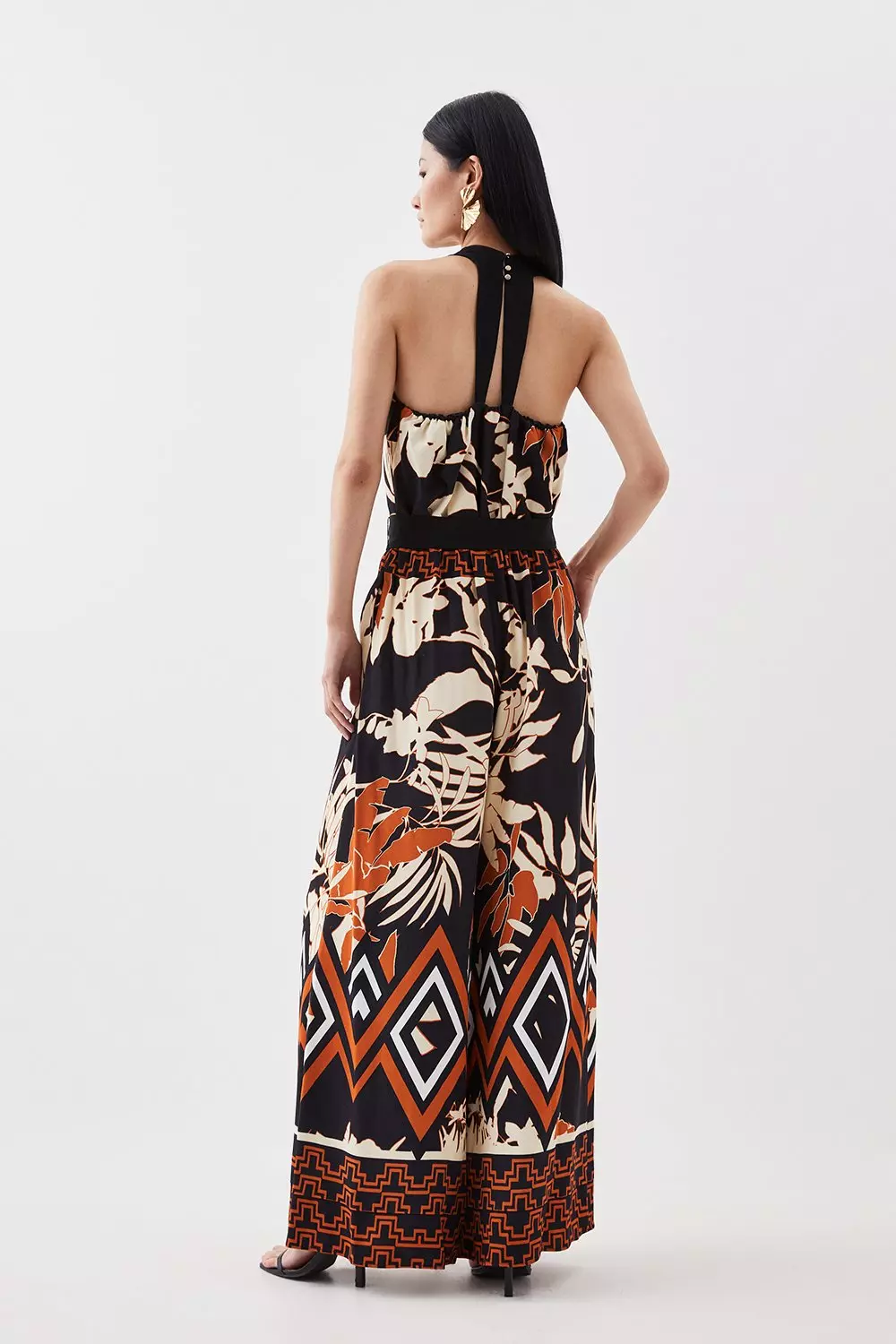 Buy Brown Tribal Print 100% Cotton Bandeau Maxi Dress from Next