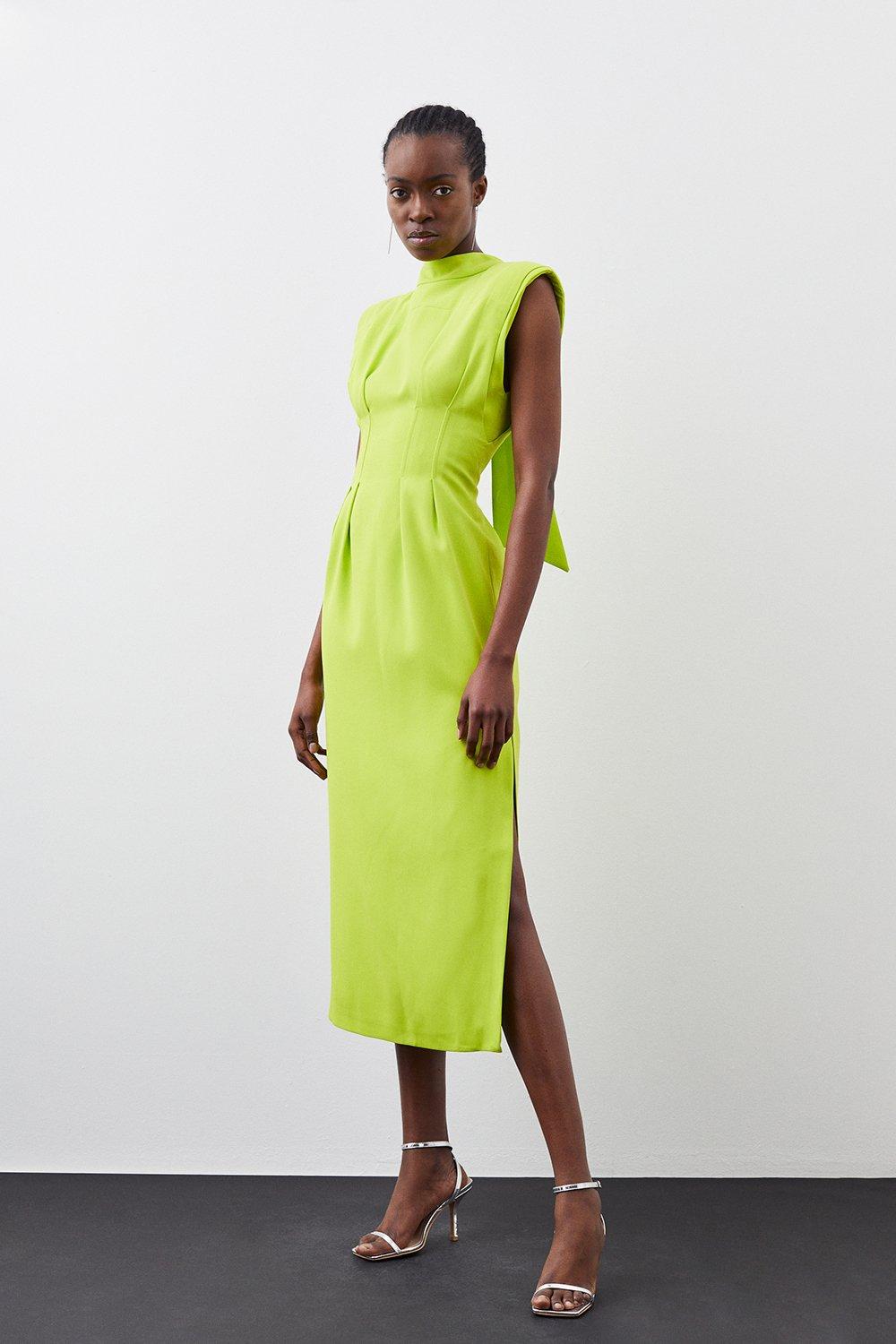 Lime green outlet and white dress