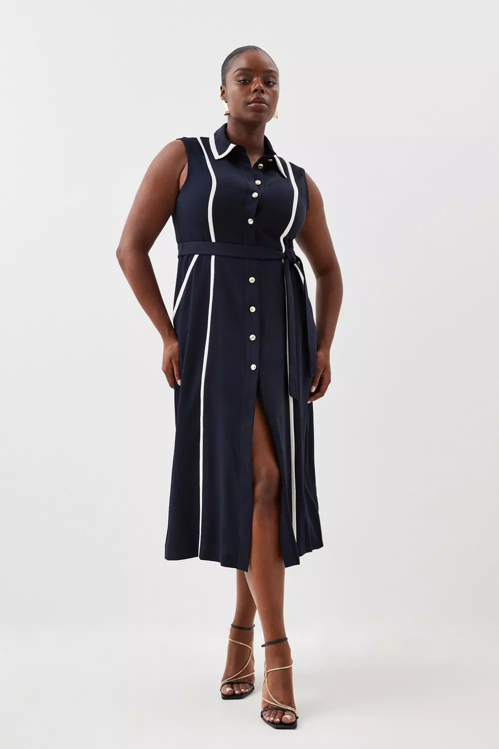 Collared sleeveless store shirt dress