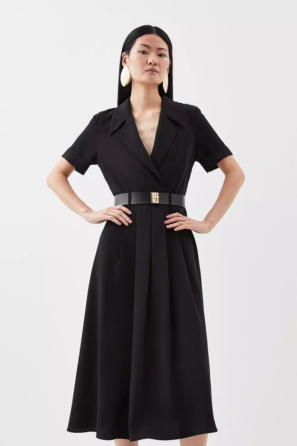 Karen millen clearance black belted dress