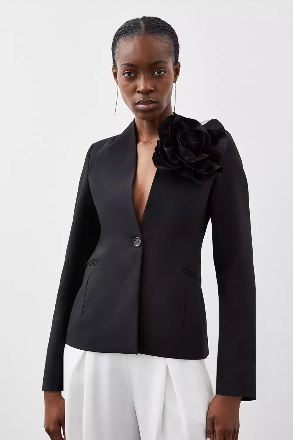 Collarless blazer clearance womens