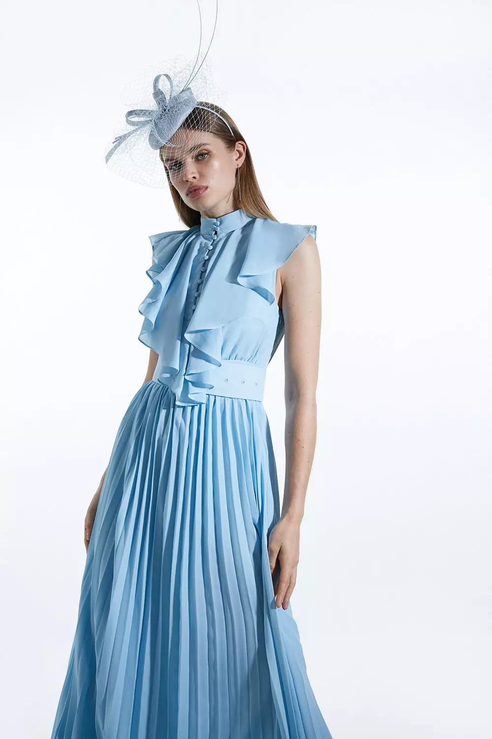 Karen millen 2025 blue ruffle dress