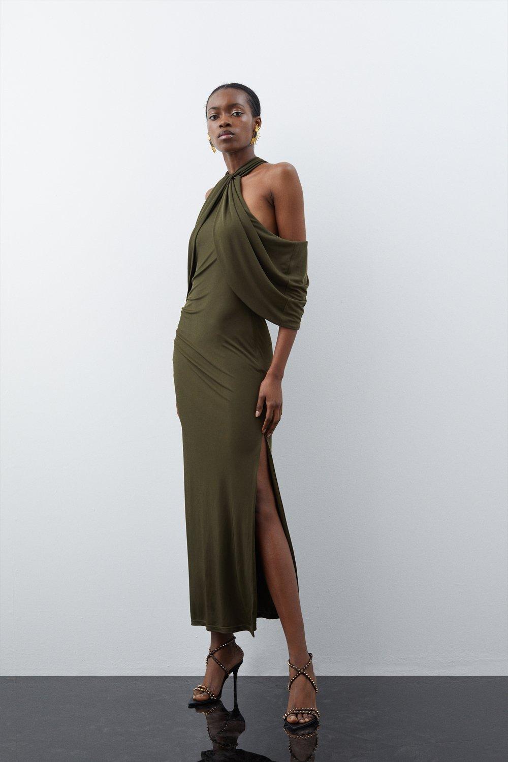 Olive cold outlet shoulder dress