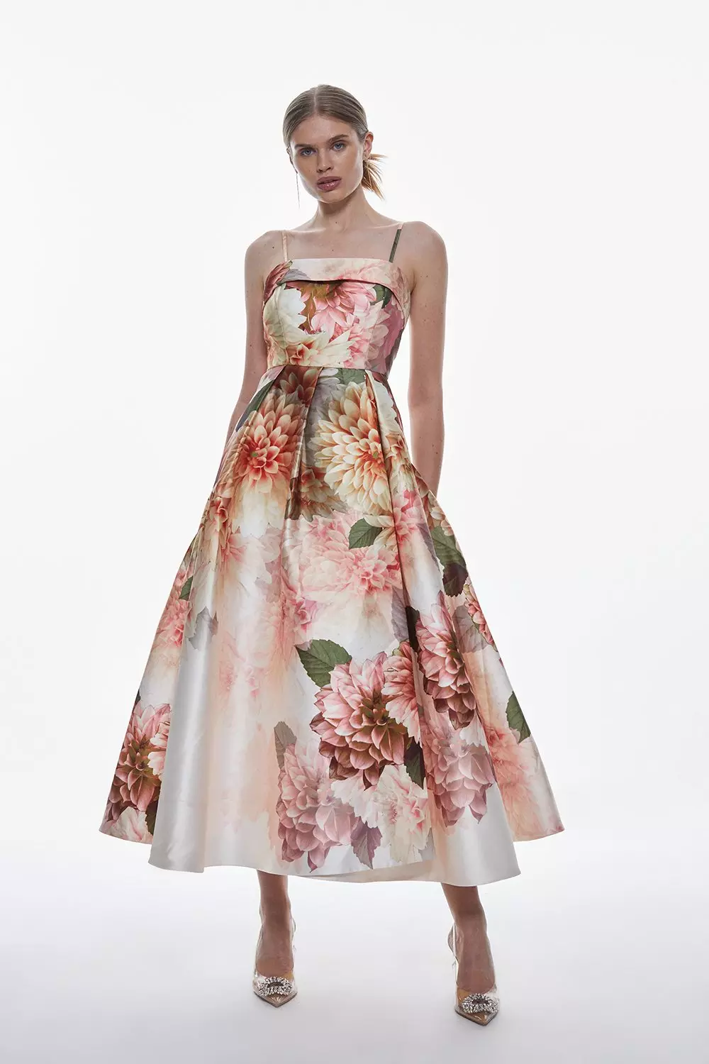 Garden Floral Maxi Split Prom Dress