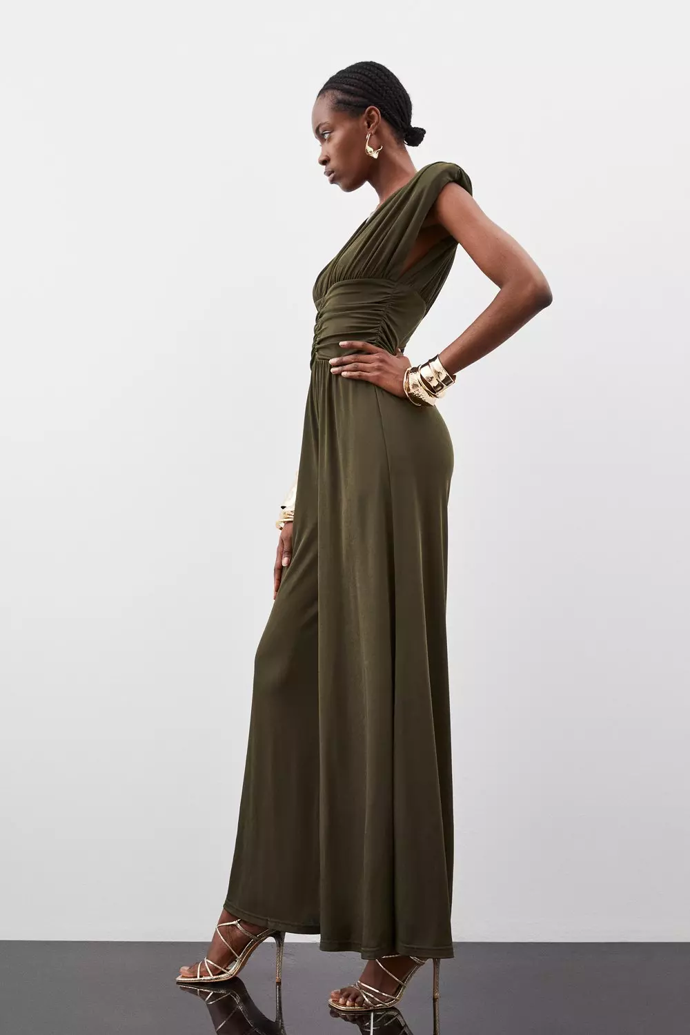 Khaki store jersey jumpsuit