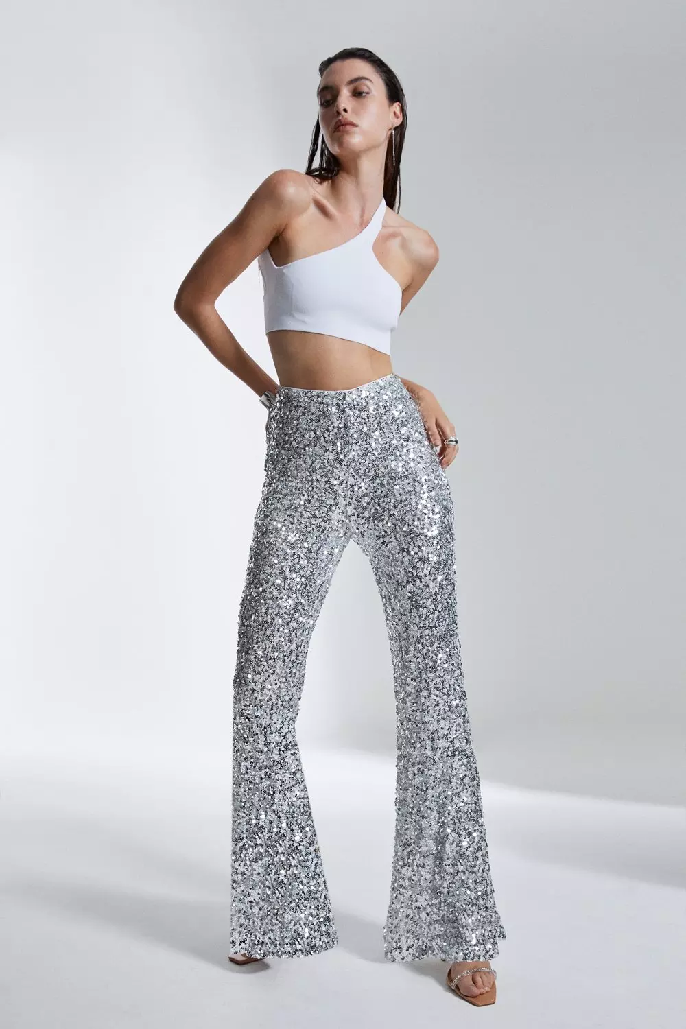 Sequin Flare Leg Pants