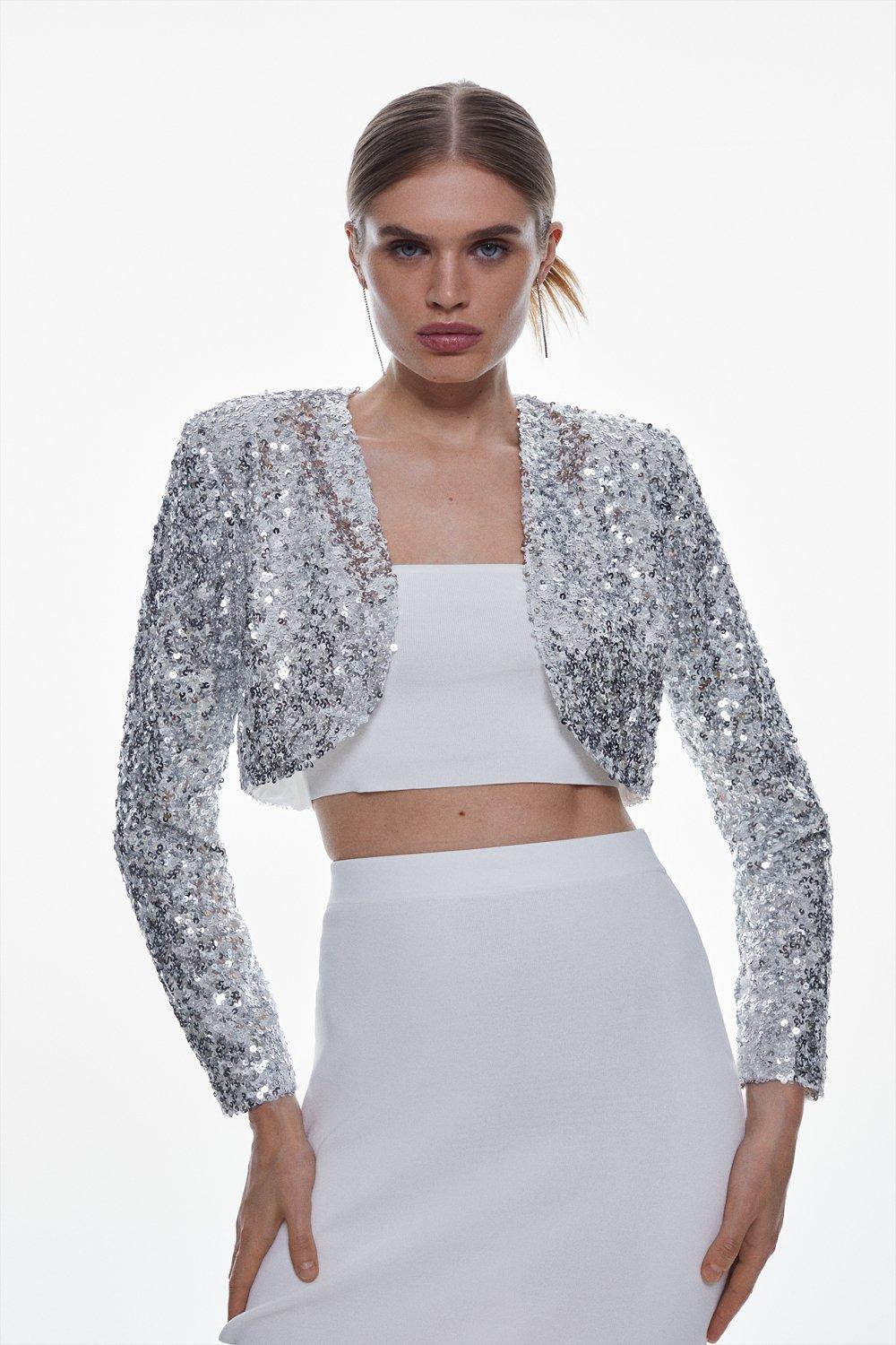 Sequin Cropped Jacket Karen Millen