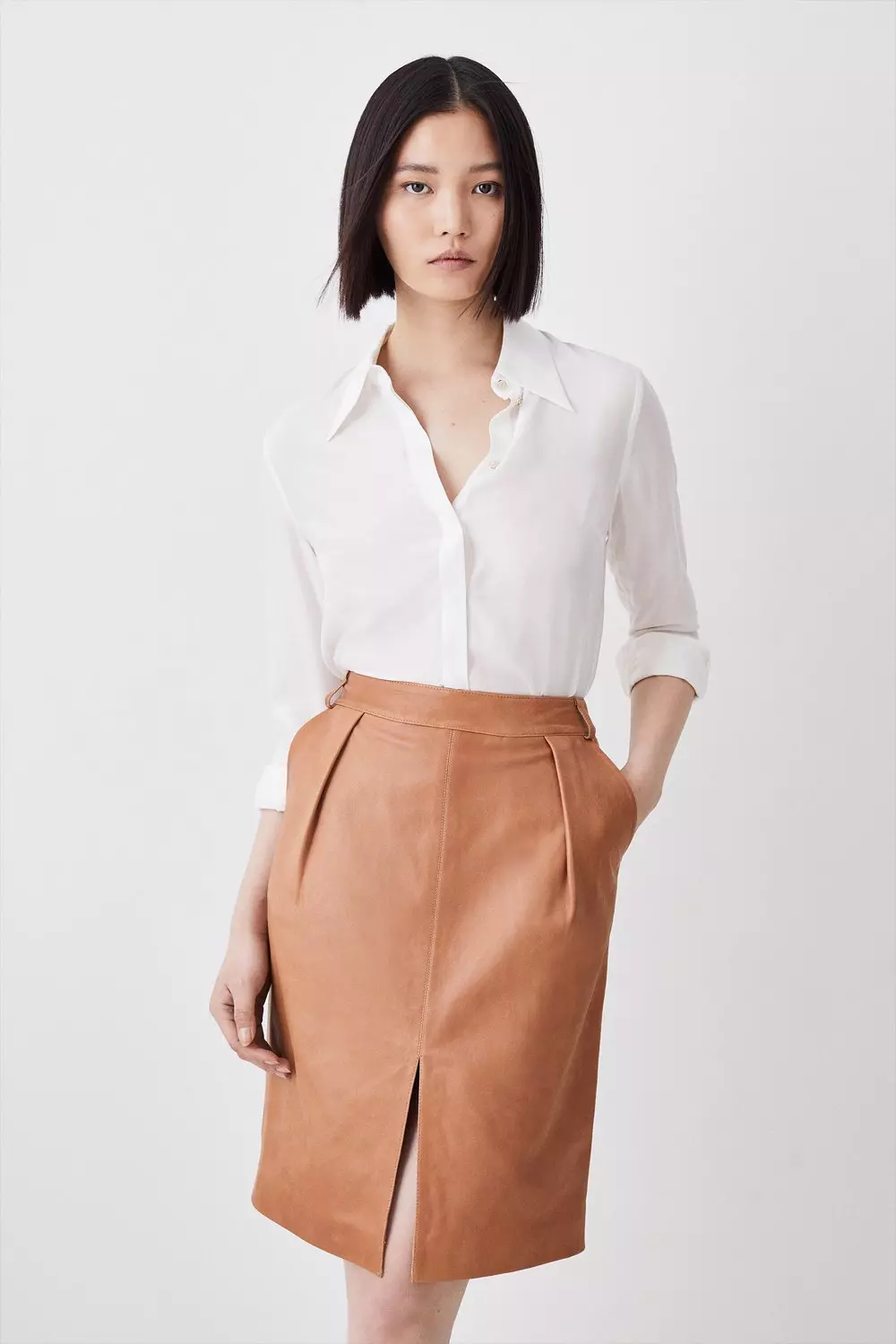 Tan clearance fitted skirt