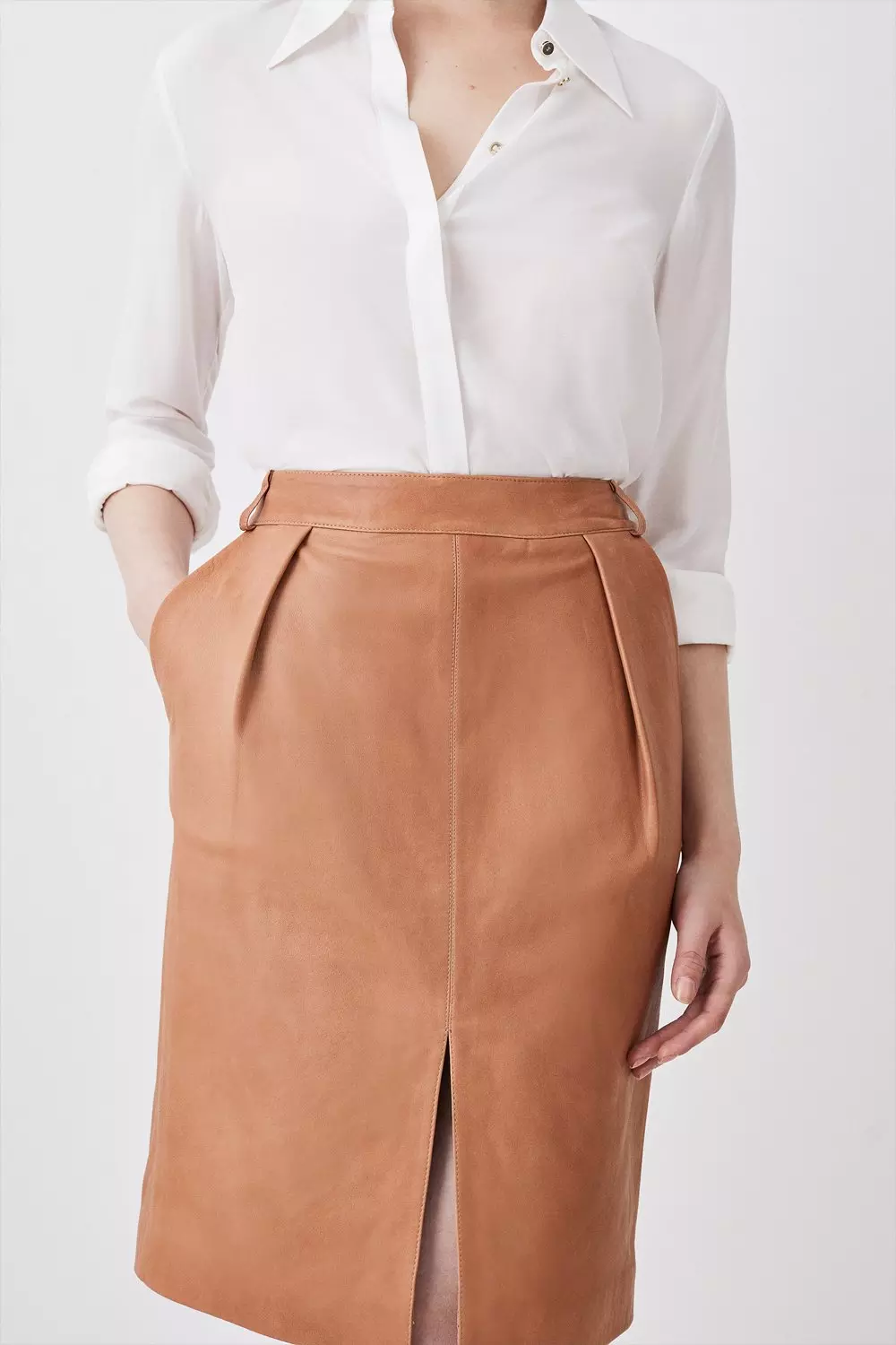 Tan 2025 knee skirt