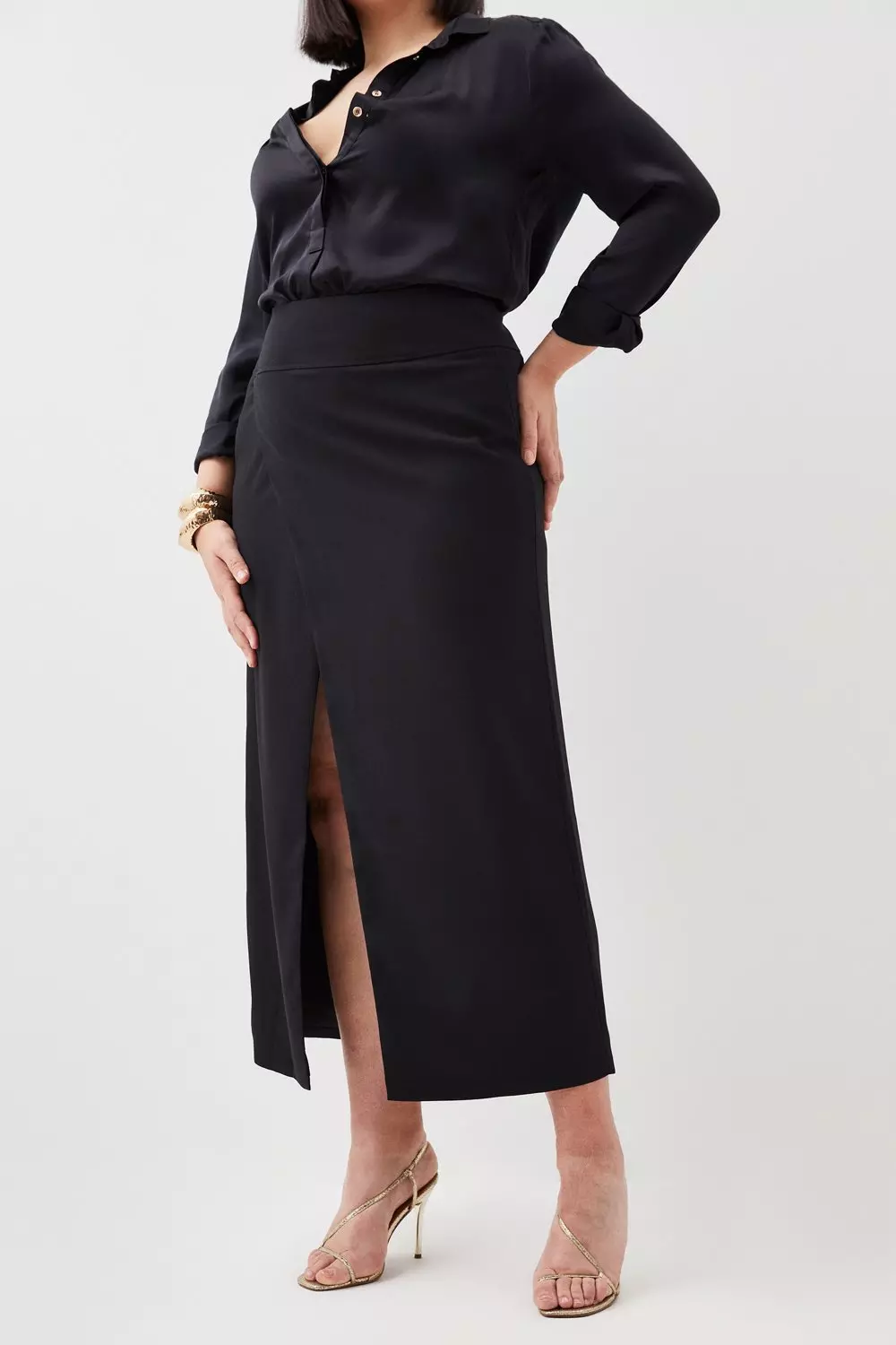 Satin fitted high waisted hotsell maxi skirt