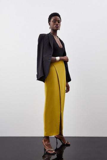 Tall Satin Crepe Split Maxi Skirt ochre
