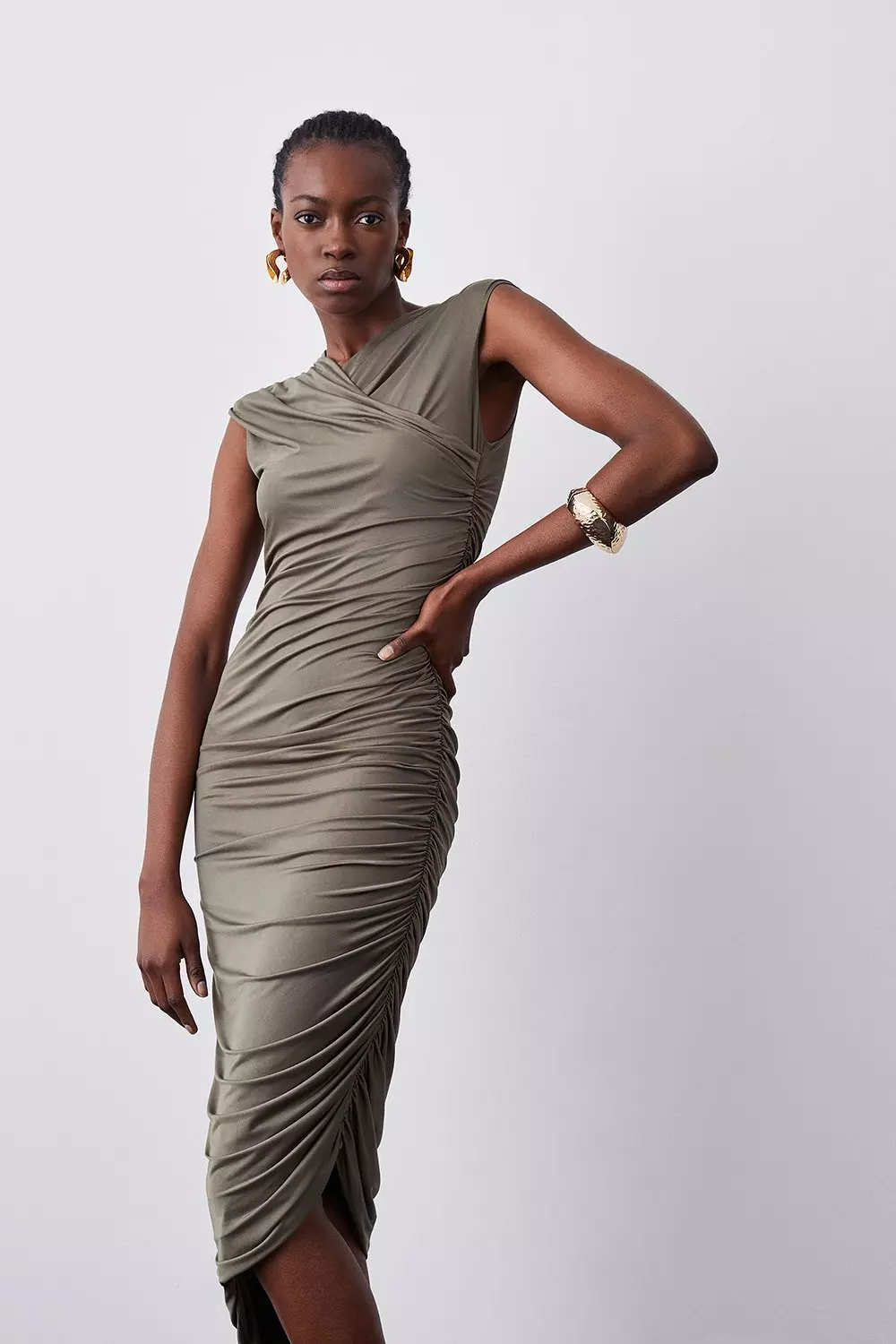 Midaxi ruched clearance dress