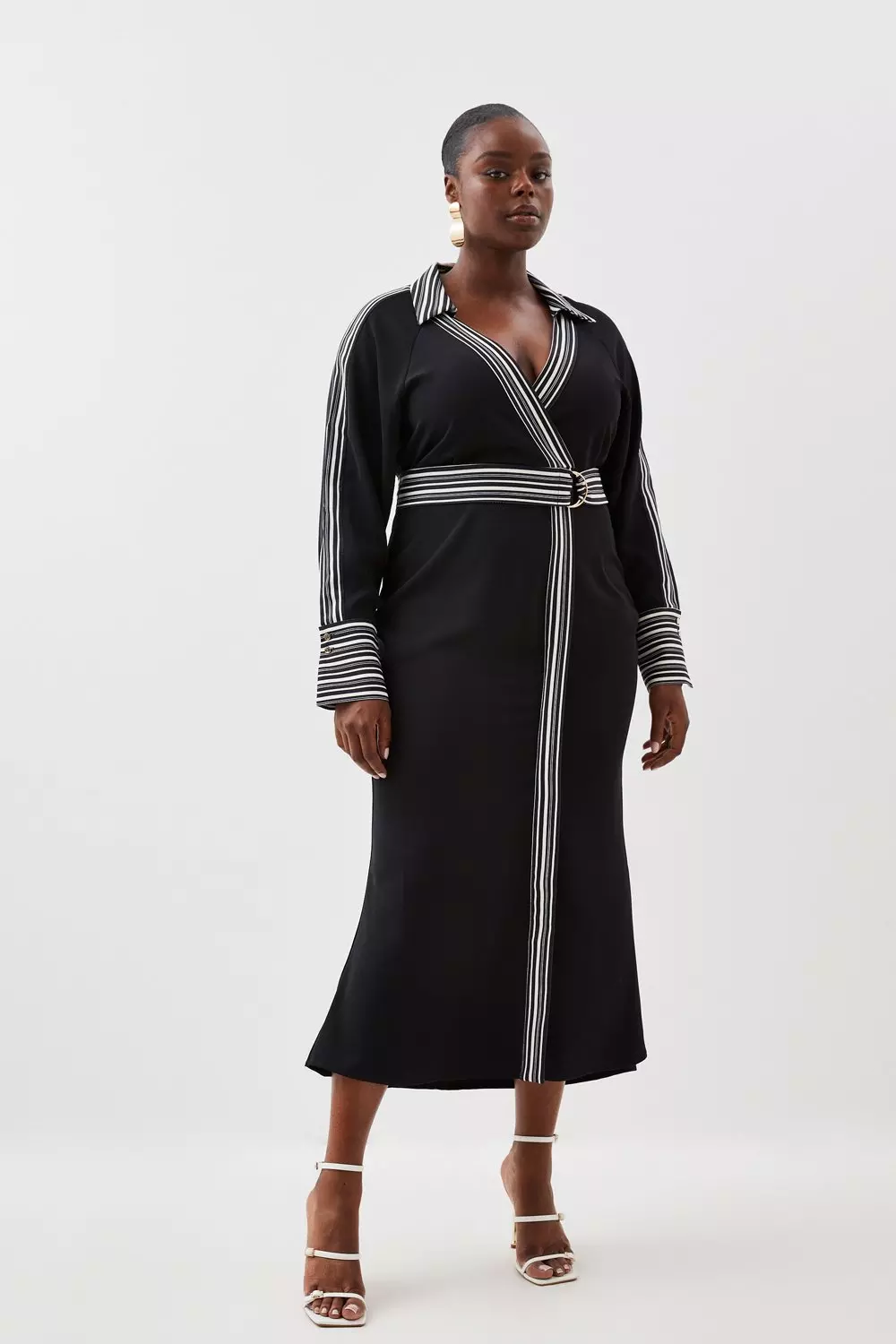 Black batwing belted outlet dress